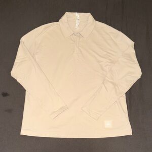 ALO Yoga Beige Long Sleeve Polo Shirt